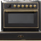 Ilve UM09FDNS3MGG Majestic Ii 36 Inch Dual Fuel Natural Gas Freestanding Range In Matte Graphite With Brass Trim