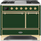 Ilve UMD10FDQNS3EGGLP Majestic Ii 40 Inch Dual Fuel Liquid Propane Freestanding Range In Emerald Green With Brass Trim