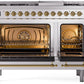 Ilve UP48FNMPSSG Nostalgie Ii 48 Inch Dual Fuel Natural Gas Freestanding Range In Stainless Steel With Brass Trim