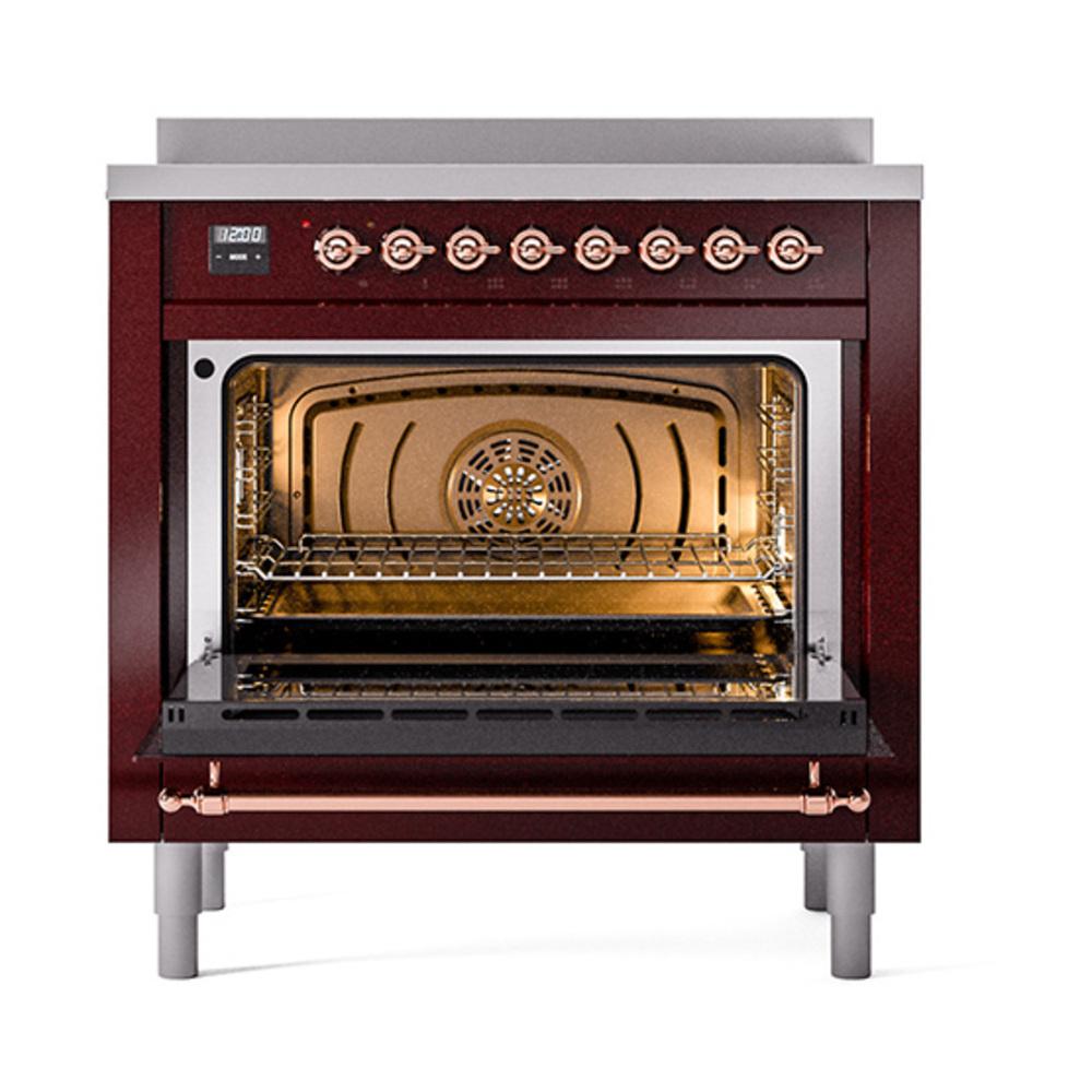 Ilve UNI366QNMPBUP Ilve Uni366Qnmpbup Nostalgie Ii Noblesse 36" Induction Range (Solid Door, Burgundy, Copper)