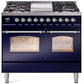 Ilve UPD40FNMPMBCLP Nostalgie Ii 40 Inch Dual Fuel Liquid Propane Freestanding Range In Blue With Chrome Trim