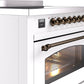 Ilve UPI366NMPWHB Nostalgie Ii 36 Inch Electric Freestanding Range In White With Bronze Trim