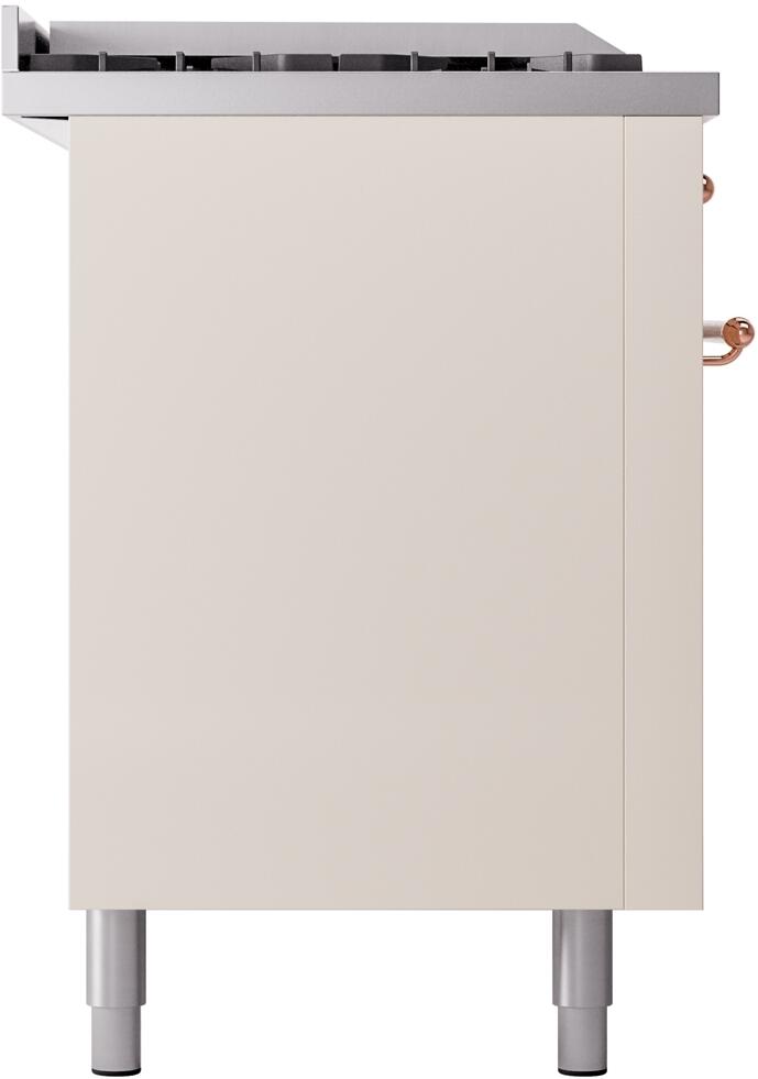 Ilve UP60FSNMPAWPLP Nostalgie Ii 60 Inch Dual Fuel Liquid Propane Freestanding Range In Antique White With Copper Trim