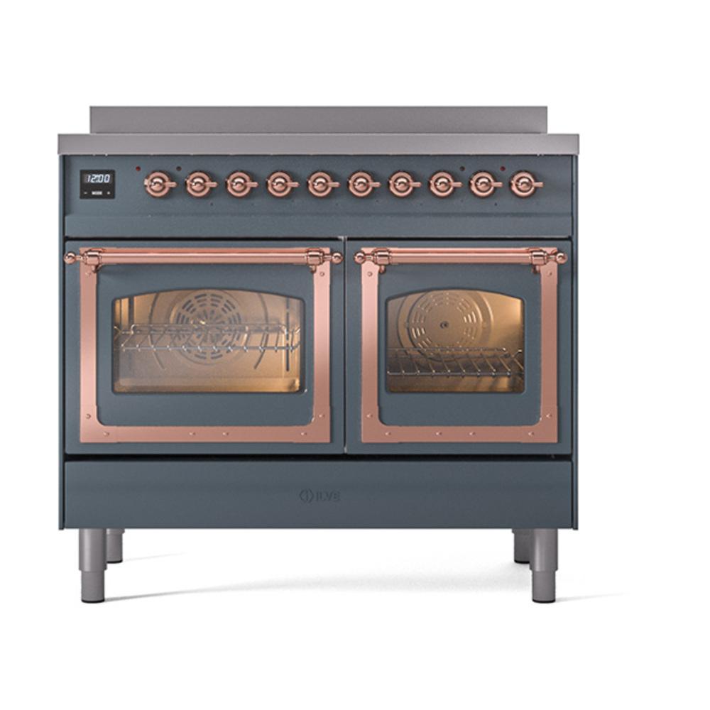 Ilve UNDI406NMPBGP Ilve Undi406Nmpbgp Nostalgie Ii Noblesse 40" Induction Range (Triple Glass Door, Blue Grey, Copper)