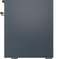 Ilve UP36FNMPBGGLP Nostalgie Ii 36 Inch Dual Fuel Liquid Propane Freestanding Range In Blue Grey With Brass Trim