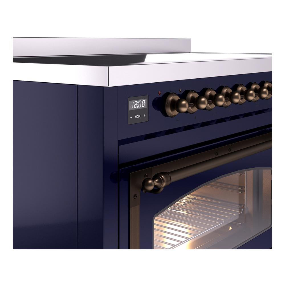 Ilve UNI486NMPMBB Ilve Uni486Nmpmbb Nostalgie Ii Noblesse 48" Induction Range (Triple Glass Door, Midnight Blue, Burnished)