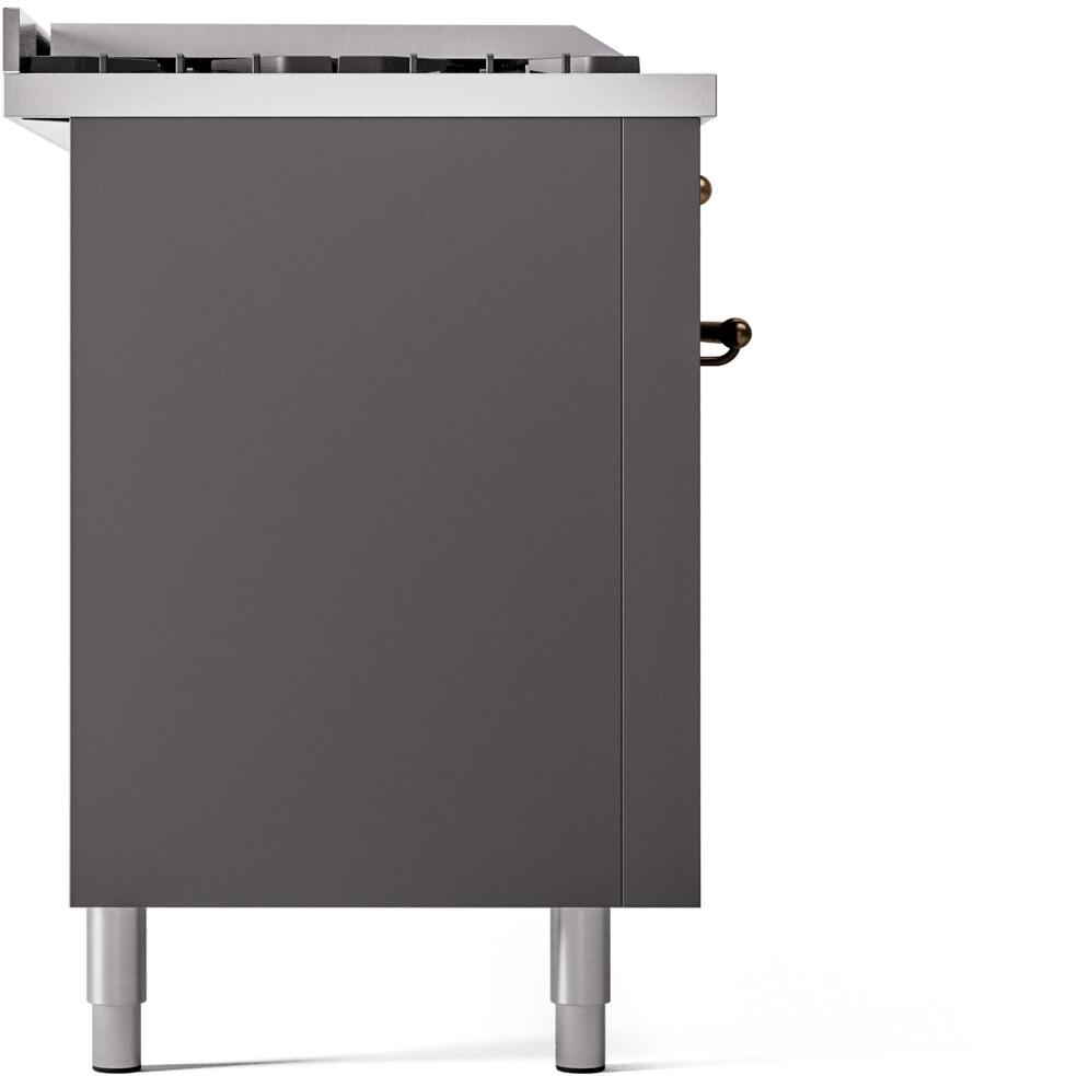 Ilve UP60FSNMPMGBLP Nostalgie Ii 60 Inch Dual Fuel Liquid Propane Freestanding Range In Matte Graphite With Bronze Trim