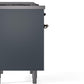 Ilve UPD40FNMPBGBLP Nostalgie Ii 40 Inch Dual Fuel Liquid Propane Freestanding Range In Blue Grey With Bronze Trim