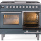 Ilve UPD40FWMPBG Professional Plus Ii 40 Inch Dual Fuel Natural Gas Freestanding Range In Blue Grey With Trim