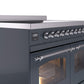 Ilve UPDI406NMPBGC Nostalgie Ii 40 Inch Electric Freestanding Range In Blue Grey With Chrome Trim