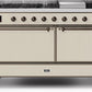 Ilve UM15FDQNS3AWP Majestic Ii 60 Inch Dual Fuel Natural Gas Freestanding Range In Antique White With Copper Trim