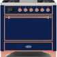 Ilve UM09FDQNS3MBP Majestic Ii 36 Inch Dual Fuel Natural Gas Freestanding Range In Blue With Copper Trim