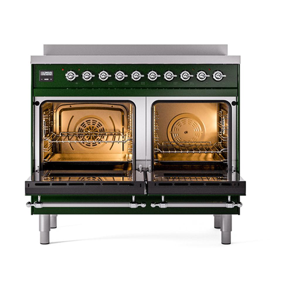 Ilve UNDI406QNMPEGC Ilve Undi406Qnmpegc Nostalgie Ii Noblesse 40" Induction Range (Solid Door, Emerald Green, Chrome)