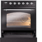 Ilve UPI304NMPBKC Nostalgie Ii 30 Inch Electric Freestanding Range In Glossy Black With Chrome Trim