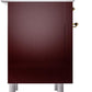 Ilve UP36FNMPBUGLP Nostalgie Ii 36 Inch Dual Fuel Liquid Propane Freestanding Range In Burgundy With Brass Trim