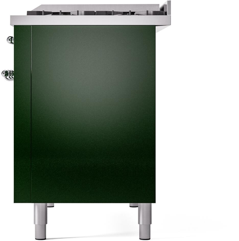 Ilve UP48FNMPEGCLP Nostalgie Ii 48 Inch Dual Fuel Liquid Propane Freestanding Range In Emerald Green With Chrome Trim