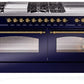 Ilve UP60FSNMPMBGLP Nostalgie Ii 60 Inch Dual Fuel Liquid Propane Freestanding Range In Blue With Brass Trim