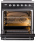 Ilve UPI304NMPBKC Nostalgie Ii 30 Inch Electric Freestanding Range In Glossy Black With Chrome Trim