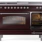 Ilve UP48FSNMPBUCLP Nostalgie Ii 48 Inch Dual Fuel Liquid Propane Freestanding Range In Burgundy With Chrome Trim