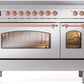 Ilve UPI486NMPSSP Nostalgie Ii 48 Inch Electric Freestanding Range In Stainless Steel With Copper Trim