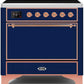 Ilve UMI09QNS3MBP Majestic Ii 36 Inch Electric Freestanding Range In Blue With Copper Trim