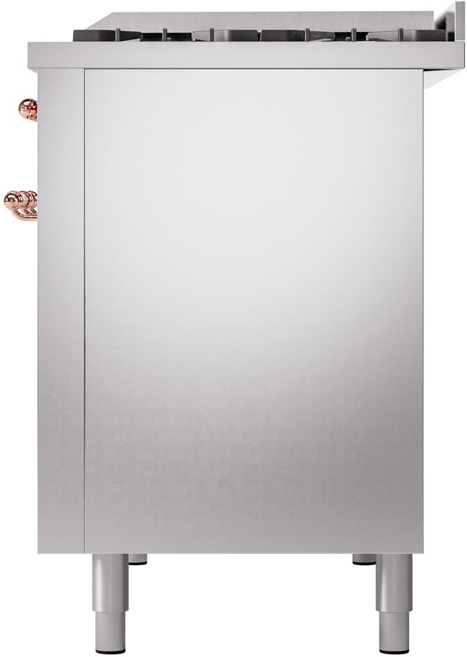 Ilve UP48FNMPSSP Nostalgie Ii 48 Inch Dual Fuel Natural Gas Freestanding Range In Stainless Steel With Copper Trim