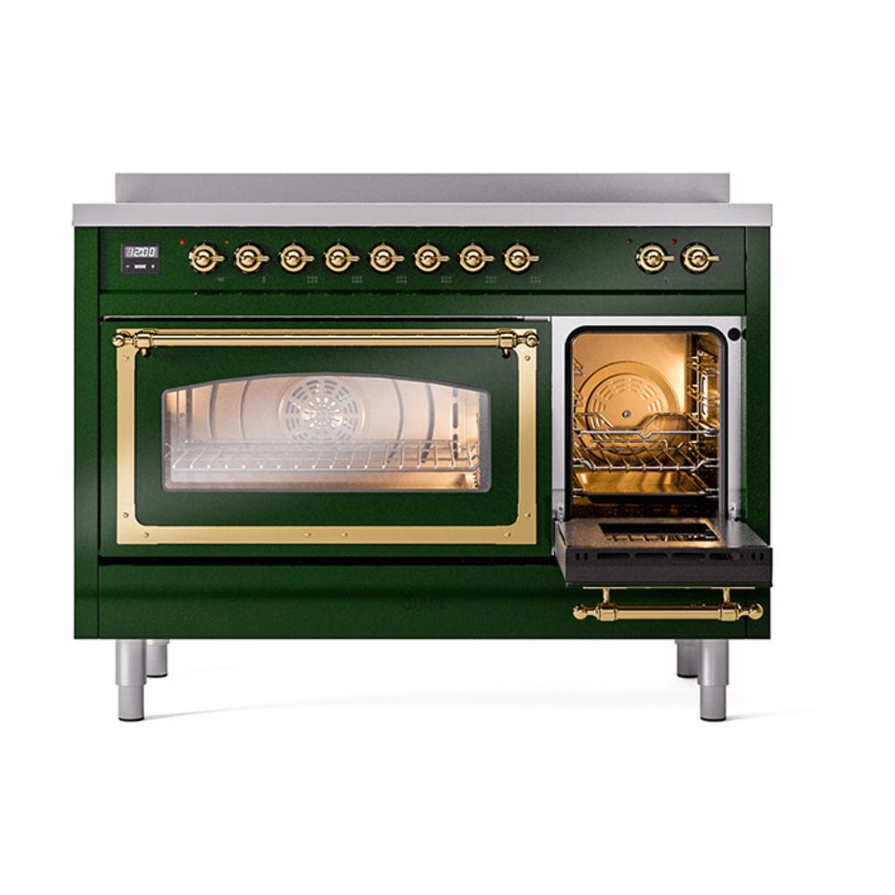 Ilve UNI486NMPEGG Ilve Uni486Nmpegg Nostalgie Ii Noblesse 48" Induction Range (Triple Glass Door, Emerald Green, Brass)