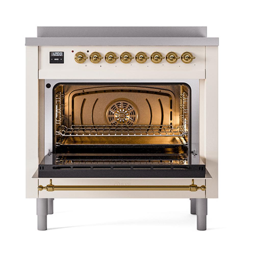 Ilve UNI366NMPAWC Ilve Uni366Nmpawc Nostalgie Ii Noblesse 36" Induction Range (Triple Glass Door, Antique White, Chrome)