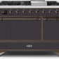 Ilve UM12FDQNS3MGB Majestic Ii 48 Inch Dual Fuel Natural Gas Freestanding Range In Matte Graphite With Bronze Trim