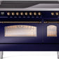 Ilve UPI486NMPMBB Nostalgie Ii 48 Inch Electric Freestanding Range In Blue With Bronze Trim