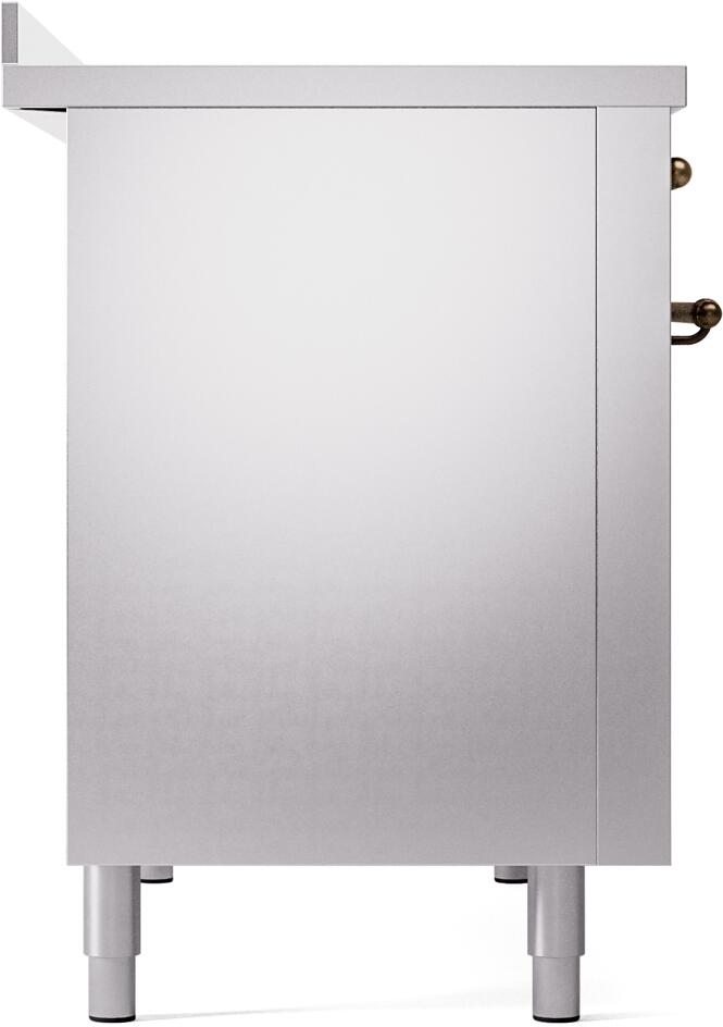 Ilve UPI486NMPSSB Nostalgie Ii 48 Inch Electric Freestanding Range In Stainless Steel With Bronze Trim