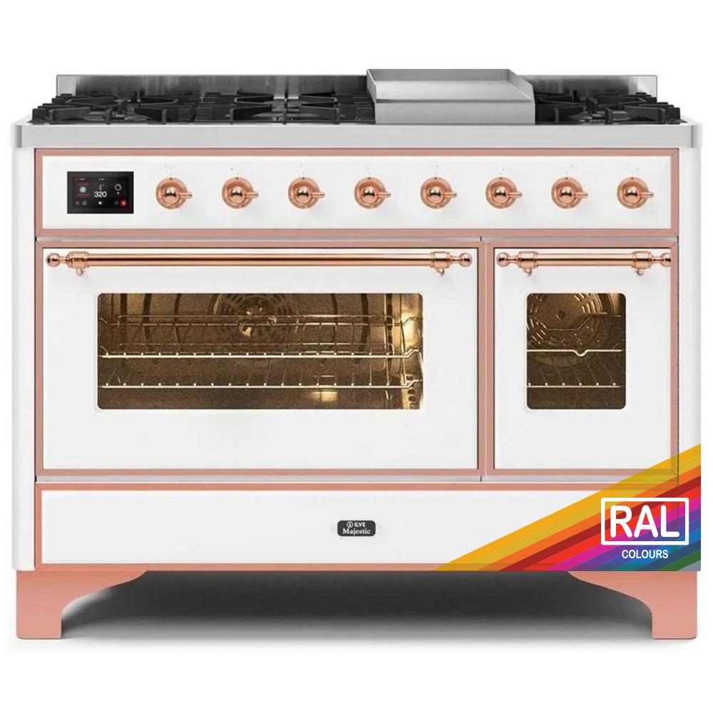 Ilve UM12FDNS3RAP Ilve Majestic Ii 48 Um12Fdns3Rap Freestanding Dual Fuel Range With 8 Sealed Burners Yes Double Oven With Triple Glass Door In Ral Color With Copper Knobs