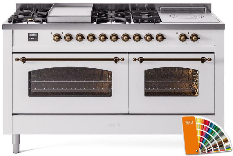 Ilve UP60FSNMPRAB Nostalgie Ii 60 Inch Dual Fuel Natural Gas Freestanding Range In Ral Custom Color With Bronze Trim