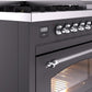 Ilve UP48FNMPMGC Nostalgie Ii 48 Inch Dual Fuel Natural Gas Freestanding Range In Matte Graphite With Chrome Trim