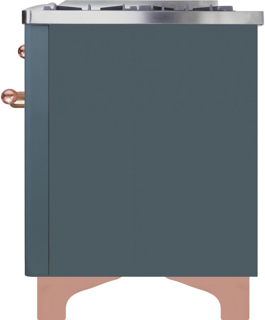 Ilve UMD10FDNS3BGP Majestic Ii 40 Inch Dual Fuel Natural Gas Freestanding Range In Blue Grey With Copper Trim