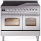 Ilve UPDI406NMPSSC Nostalgie Ii 40 Inch Electric Freestanding Range In Stainless Steel With Chrome Trim