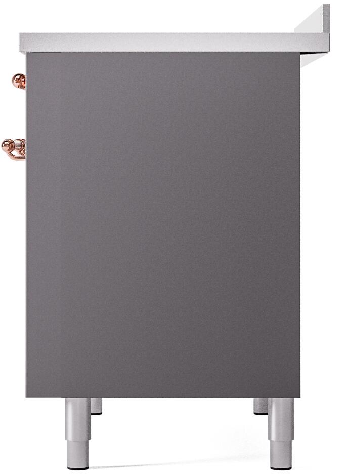 Ilve UPDI406NMPMGP Nostalgie Ii 40 Inch Electric Freestanding Range In Matte Graphite With Copper Trim