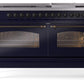 Ilve UP60FNMPMBBLP Nostalgie Ii 60 Inch Dual Fuel Liquid Propane Freestanding Range In Blue With Bronze Trim