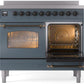 Ilve UPDI406NMPBGB Nostalgie Ii 40 Inch Electric Freestanding Range In Blue Grey With Bronze Trim