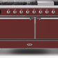 Ilve UM15FDQNS3BUCLP Majestic Ii 60 Inch Dual Fuel Liquid Propane Freestanding Range In Burgundy With Chrome Trim