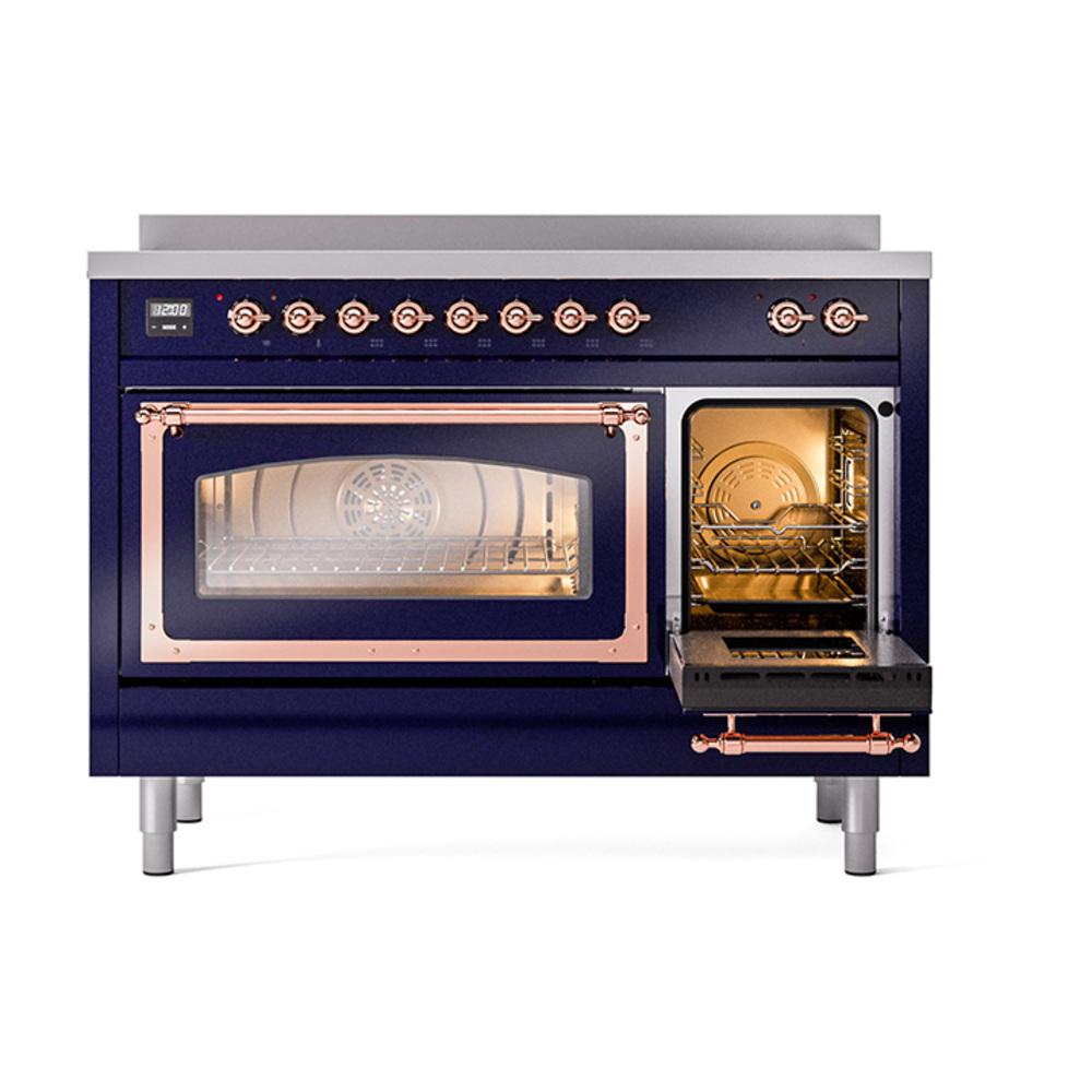 Ilve UNI486NMPMBP Ilve Uni486Nmpmbp Nostalgie Ii Noblesse 48" Induction Range (Triple Glass Door, Midnight Blue, Copper)