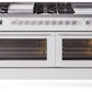 Ilve UP60FSWMPWH Professional Plus Ii 60 Inch Dual Fuel Natural Gas Freestanding Range In White With Trim