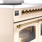 Ilve UPDI406NMPAWG Nostalgie Ii 40 Inch Electric Freestanding Range In Antique White With Brass Trim