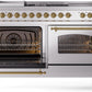 Ilve UP60FSNMPSSG Nostalgie Ii 60 Inch Dual Fuel Natural Gas Freestanding Range In Stainless Steel With Brass Trim