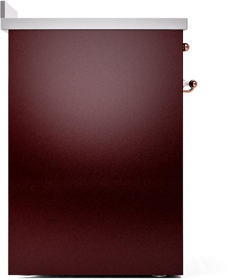 Ilve UPI304NMPBUP Nostalgie Ii 30 Inch Electric Freestanding Range In Burgundy With Copper Trim