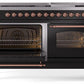 Ilve UP60FNMPBKPLP Nostalgie Ii 60 Inch Dual Fuel Liquid Propane Freestanding Range In Glossy Black With Copper Trim