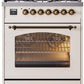 Ilve UP30NMPAWB Nostalgie Ii 30 Inch Dual Fuel Natural Gas Freestanding Range In Antique White With Bronze Trim