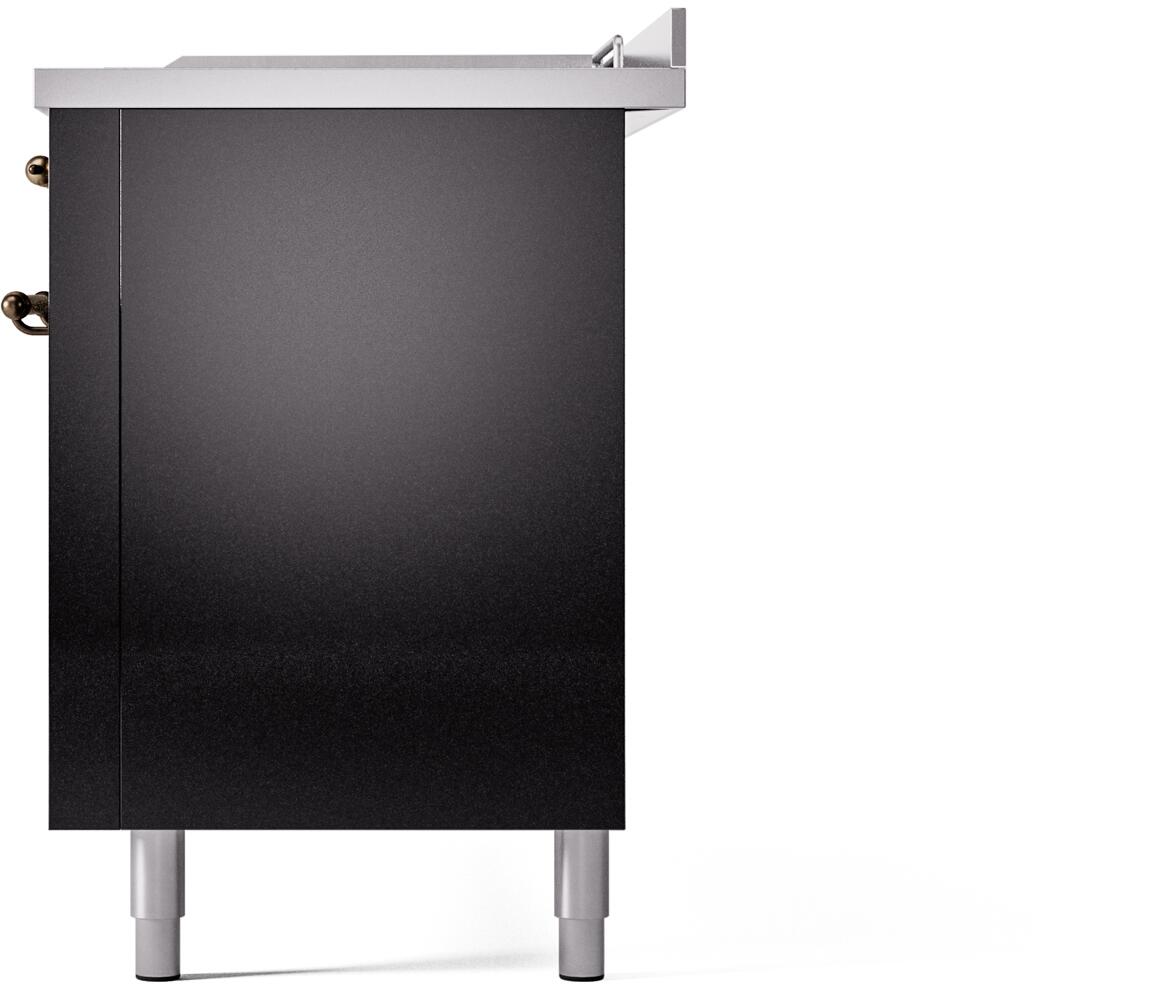 Ilve UP60FSNMPBKBLP Nostalgie Ii 60 Inch Dual Fuel Liquid Propane Freestanding Range In Glossy Black With Bronze Trim