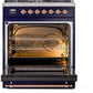 Ilve UP30NMPMBPLP Nostalgie Ii 30 Inch Dual Fuel Liquid Propane Freestanding Range In Blue With Copper Trim