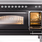 Ilve UPI486NMPBKC Nostalgie Ii 48 Inch Electric Freestanding Range In Glossy Black With Chrome Trim